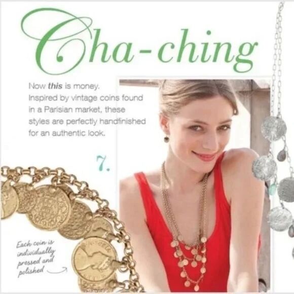 stella & dot ~ rioβcoin triple strand layered necklace ~ vintage retired - Picture 6 of 11